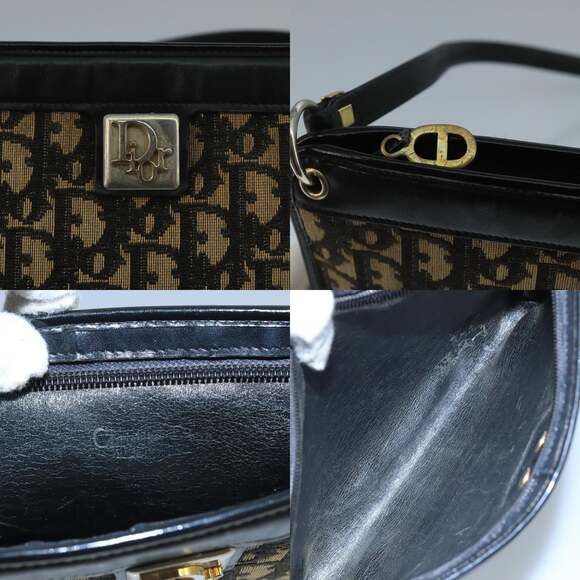 DIOR Trotter Canvas Shoulder Bag Navy Gold - Picture 11 of 12